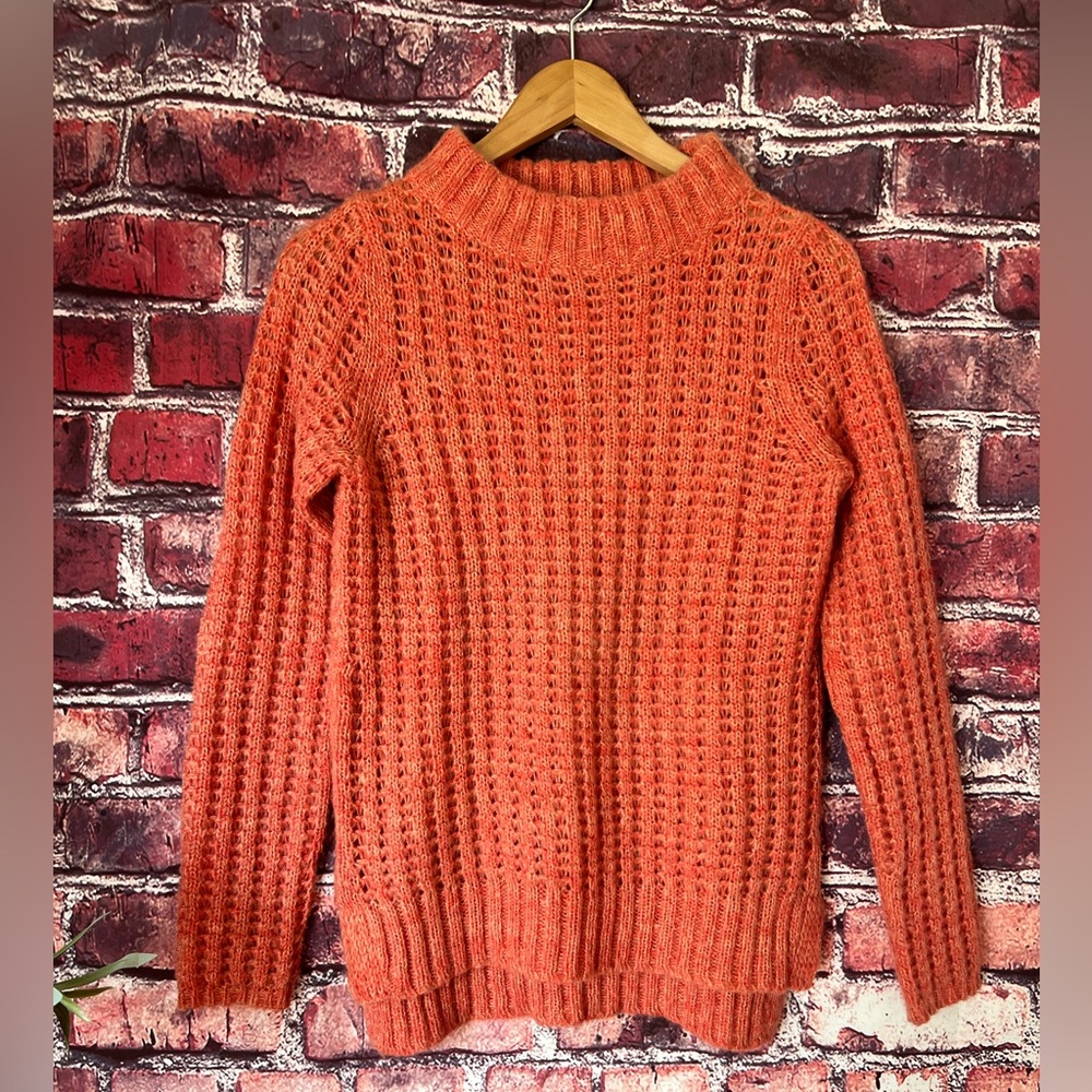 Anthropologie Field Flower Waffle Knit Wool Blend Mock Neck Sweater XS